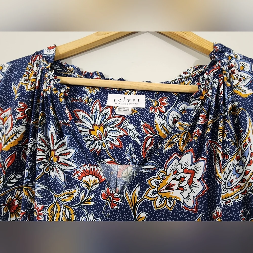 Sold Velvet by Graham and Spencer Paloma tie Waist boho floral mini dress - Picture 7 of 13